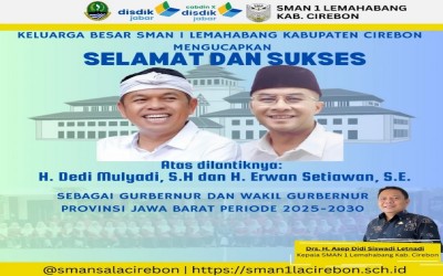 Selamat kepada H. Dedi Mulyadi, S.H dan H. Erwan Setiawan, S.E. sebagai Gubernur dan Wakil Gubernur Jawa Barat Periode 2025 - 2030